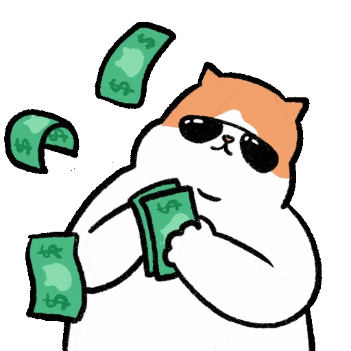 Cool Cat with Money Sticker