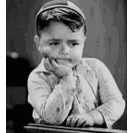 Animated Pensive Child in Black and White GIF Sticker