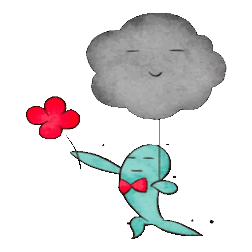 Animated Happy Fish and Cloud GIF Sticker