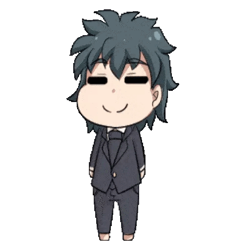 Animated Chibi Character in Suit GIF Sticker