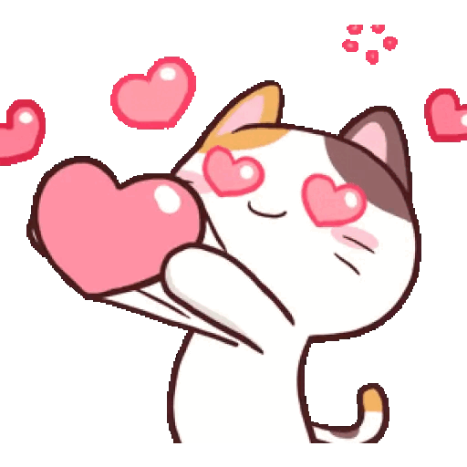 Animated Cute Cat with Heart GIF Sticker