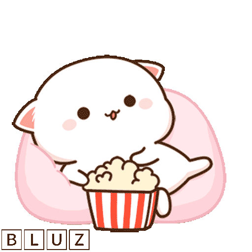 Animated Cute Cat with Popcorn GIF Sticker