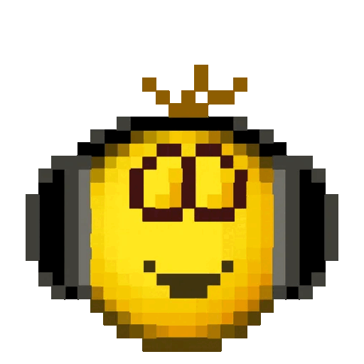 Animated Pixelated Smiley with Headphones GIF Sticker