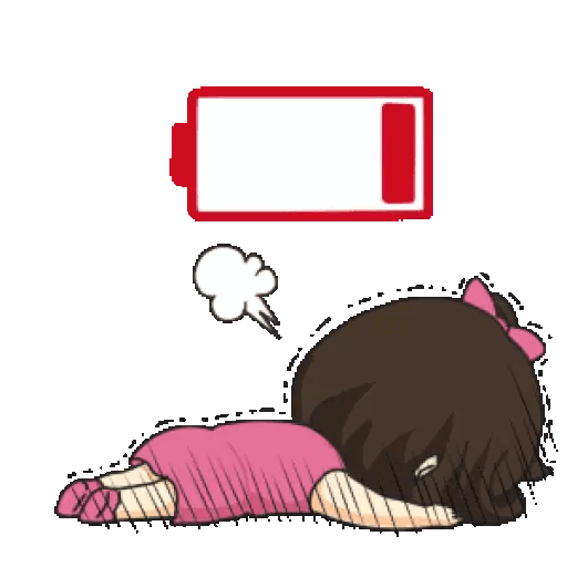 Animated Exhausted Girl with Low Battery GIF Sticker