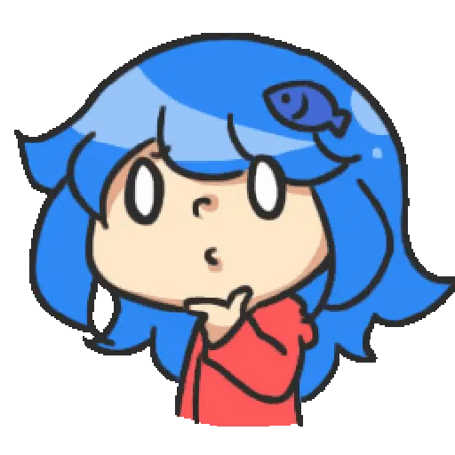 Animated Pensive Blue-haired Cartoon GIF Sticker