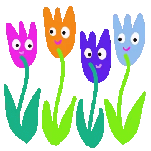Animated Cheerful Cartoon Flowers GIF Sticker