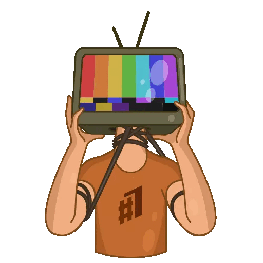Animated TV Head Character GIF Sticker