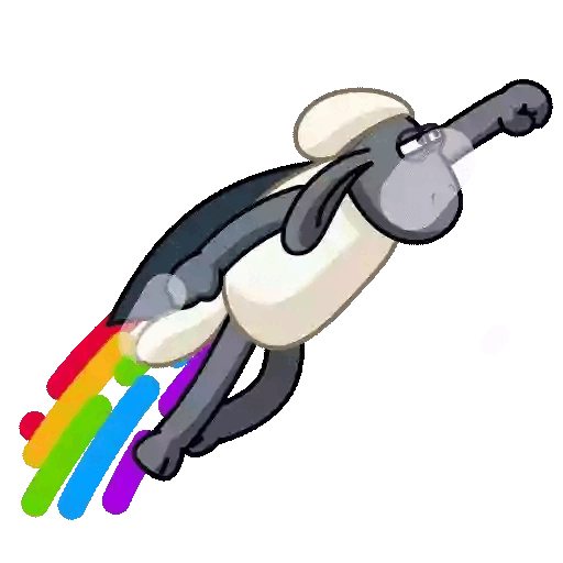Animated Flying Sheep with Rainbow Trail_2 GIF Sticker