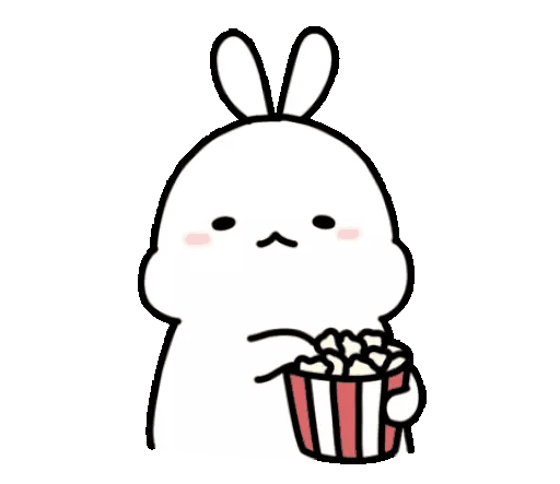 Animated Cute Bunny with Popcorn GIF Sticker