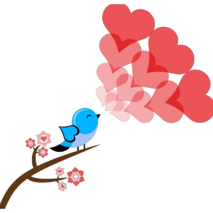 Bird with Heart Blossoms