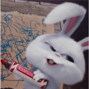 Mischievous Bunny with Crayon