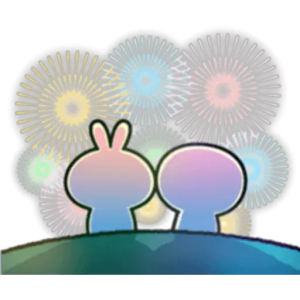Cute Characters Watching Fireworks