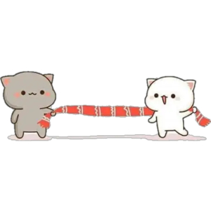 Cute Cats Sharing Scarf PNG Sticker