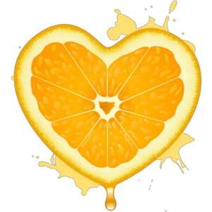 Heart-Shaped Orange Slice PNG Sticker