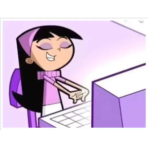 Cartoon Girl Typing PNG Sticker