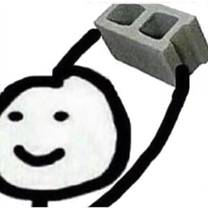 Smiling Stick Figure with Brick