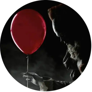 Creepy Clown with Red Balloon