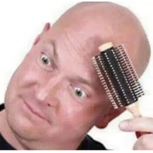 Bald Man Brushing Head PNG Sticker