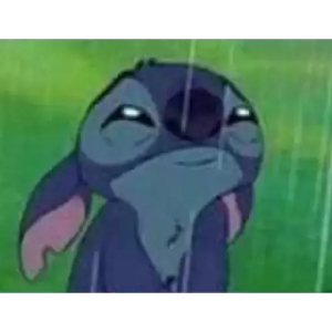 Sad Cartoon Character in Rain