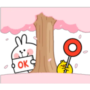 Cute Bunny and Chick OK Sign