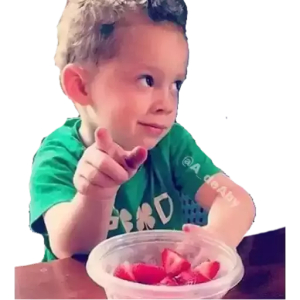 Cheeky Kid with Strawberries