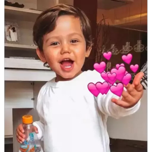 Cute Kid with Heart Emojis