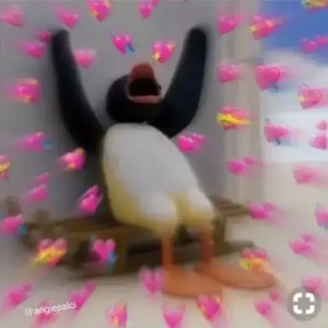 Joyful Penguin with Hearts