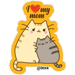 Cute Cat Mom Love PNG Sticker