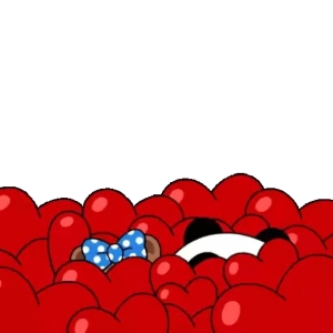 Panda in Heart Pile
