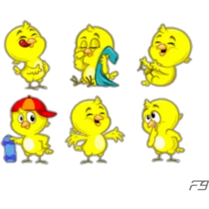 Cute Yellow Chick Expressions PNG Sticker