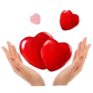 Floating Hearts in Hands PNG Sticker