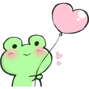 Cute Frog with Heart Balloon