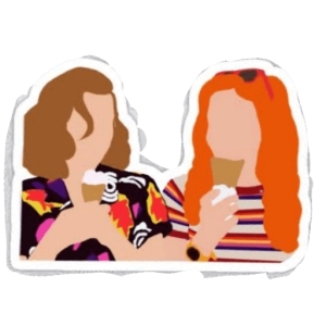 Friends Enjoying Ice Cream PNG Sticker