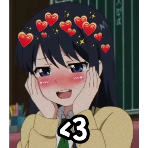 Blushing Anime Girl with Hearts