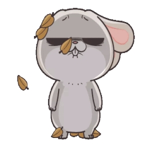 Sad Bunny with Falling Leaves