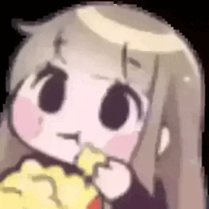 Cute Anime Girl Eating Popcorn