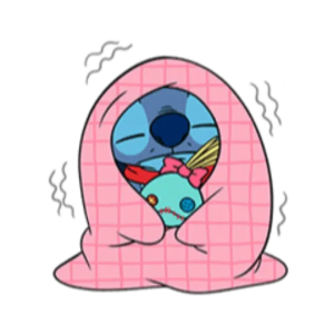 Cozy Cartoon Character in Blanket