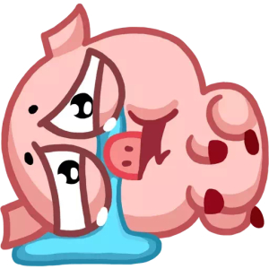Crying Cartoon Pig PNG Sticker