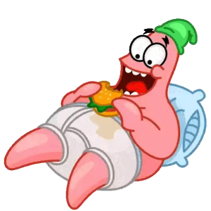 Cartoon Character Eating Burger
